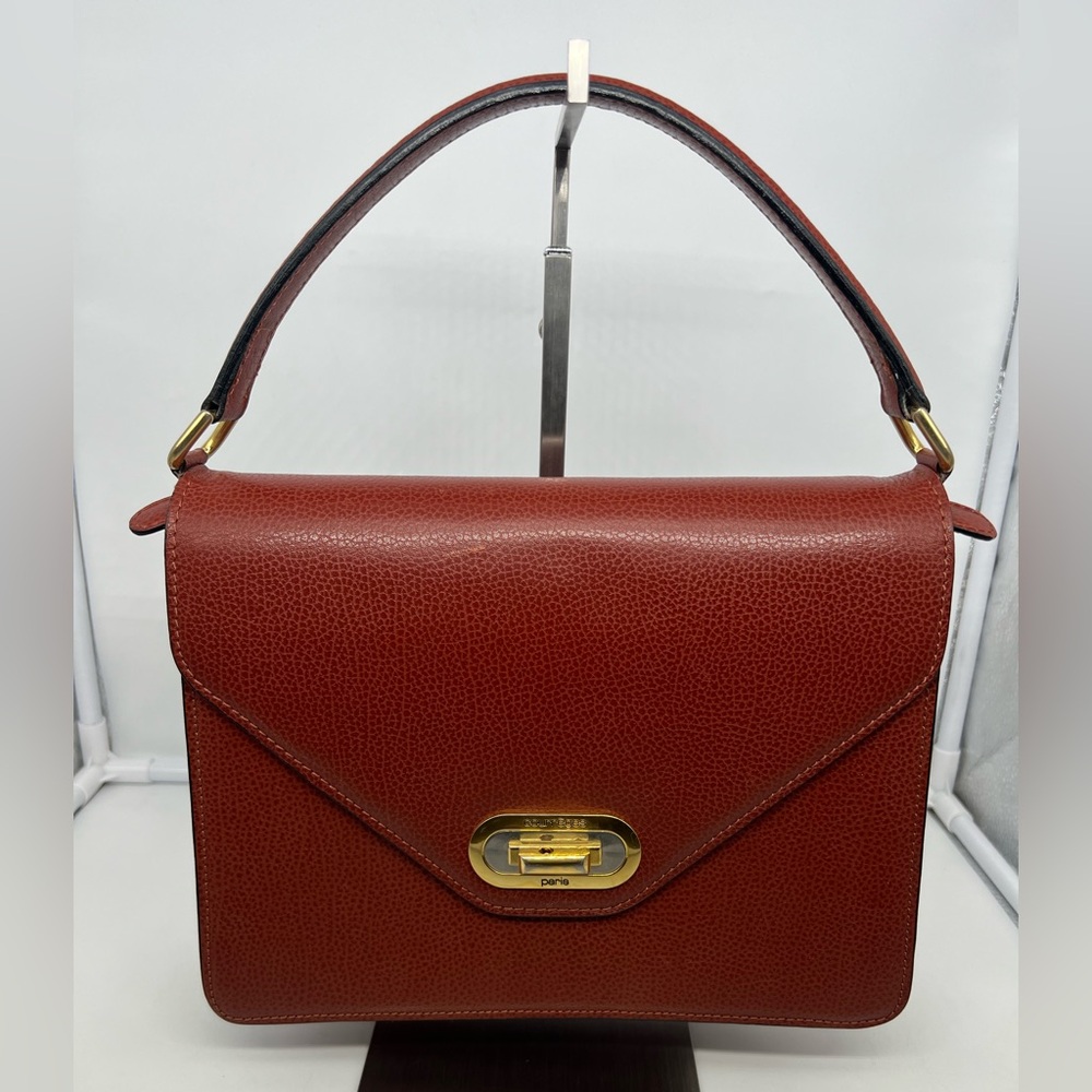 COURRÈGES PARIS Vintage Burnt Orange Leather Convertible Top Handle Bag Satchel